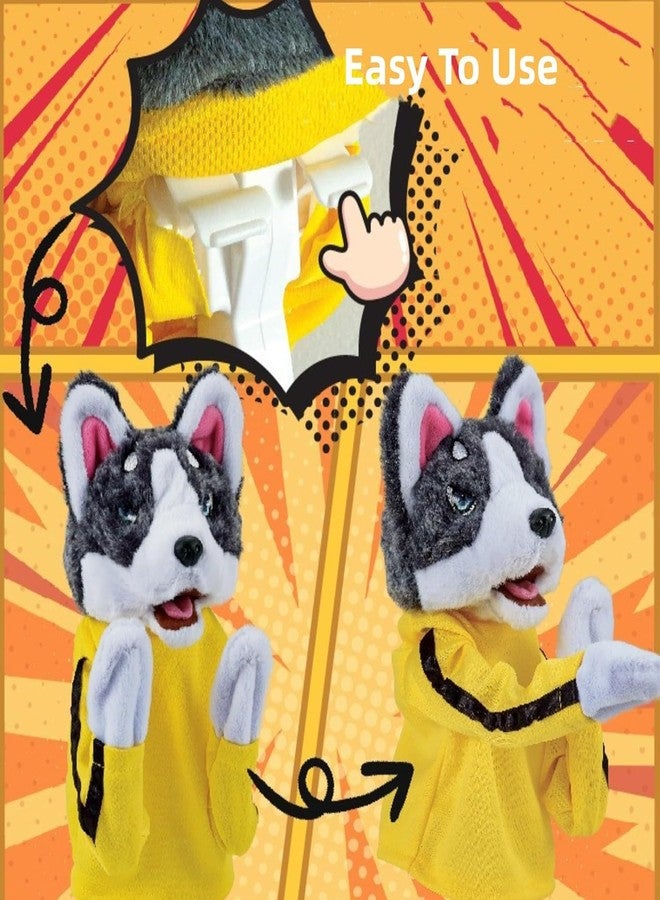 Bitnex دمية كلب هاسكي بقفازات لعبة كونغ فو من Bitnex، ألعاب قطيفة للأطفال، دمية كلب يدوية جديدة لعام 2024، لعبة جرو كونغ فو حركية، دمية ملاكمة يدوية تفاعلية هدية (كلب) - Image 2